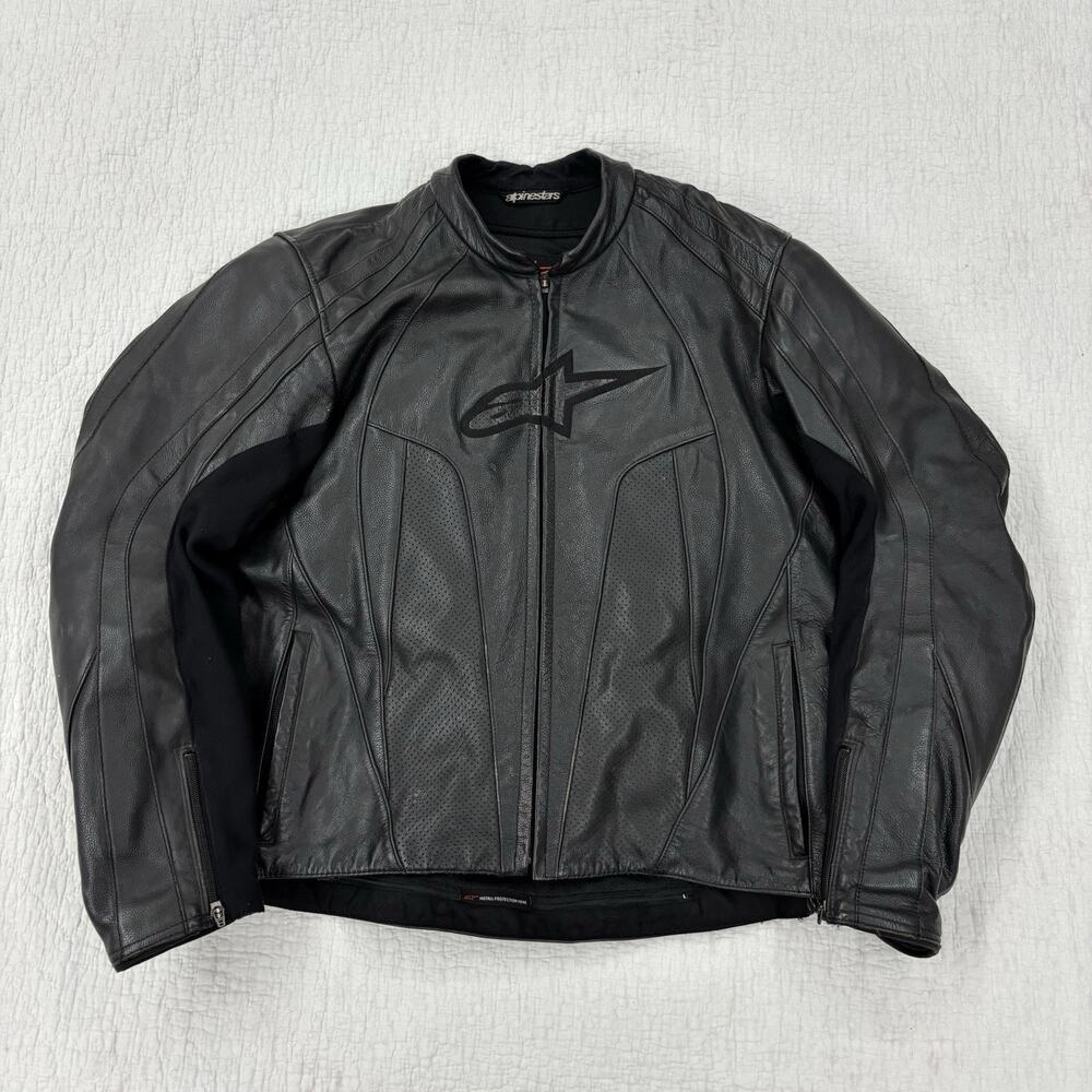 Alpinestars Black Label Leather Armored Motorcycle Jacket Size US 46 Moto Black